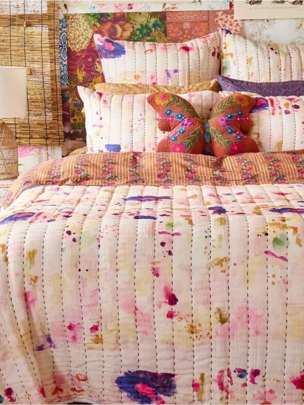 Natural Life Tie Dye Watercolor Quilted Euro Shams Set of 2